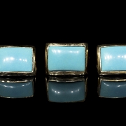 Pendientes y anillo turquesa en oro amarillo 18k