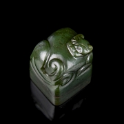 Spinach green jade ‘Dragon’ seal, Qing dynasty