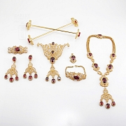 Aderezo de Fallera rojo Rubí y dorado