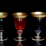 一套六只穆拉诺玻璃高脚杯，20世纪