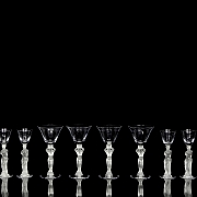 Set of ten sculptural ‘Venus’ glasses, Bayel, 20th century