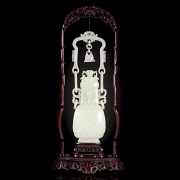 Jarrón colgante de jade blanco de Hetian, dinastía Qing
