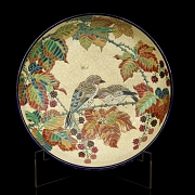 Longwy, glazed ceramic plate ‘Birds’, early 20th century