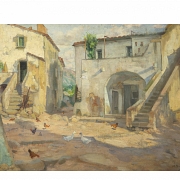 Mateo Balasch Mateu (1870–1936) “Courtyard with Geese”