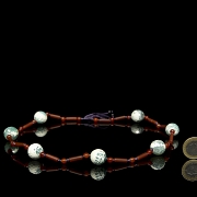Collar de cuentas de ágata y liulí, dinastía Qing
