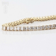Pulsera riviére en oro amarillo de 18k y diamantes. - 7