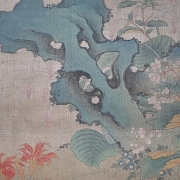 Pintura china “Roca y flores con mariposa”, con firma Yu Xi - 4