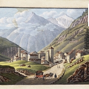 Pair of engravings, ‘Tête noir’, ‘Passage du St Bernhard a Chamouny’, 20th century - 1
