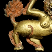 Escultura de cobre dorado policromado 