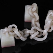 Conjunto de tres sellos de jade blanco de Hetian, dinastía Qing