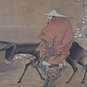 Chinese painting “Riding under plum blossoms,” signed Jin Kun