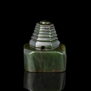 Spinach green jade ‘Pagoda’ seal, Qing dynasty