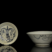 Plato y cuenco de cerámica esmaltada 