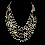 Collar de aguamarina en plata dorada, estilo Victoriano