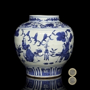 Blue and white porcelain vase ‘Courtly scenes’, with Jiajing seal - 7