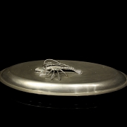 Bandeja de metal plateado para langosta, s.XX