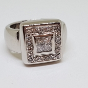 Sello en oro blanco 18k con diamantes - 3