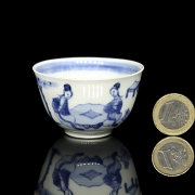 青花人物小瓷杯， 清代 - 6