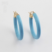 Pendientes aros oro amarillo 18k y turquesa natural