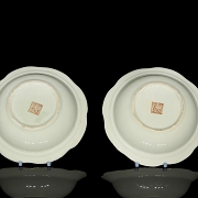 Pareja de platos de porcelana