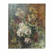 20世纪西班牙画派《花瓶与鲜花》