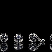 Conjunto en oro blanco de 18K con zafiros y diamantes