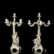 一对“冯·席尔霍尔茨”瓷质烛台，19世纪 - 5