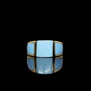 Anillo de oro amarillo de 18k con turquesas