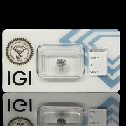Diamante natural en talla brillante, 1.00 ct, certificado IGI