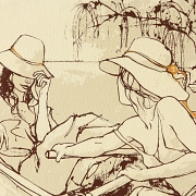 Bernard Dufour (20th-21st century) ‘Ladies in a Boat’