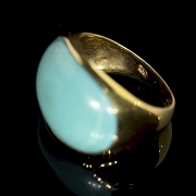 Anillo en oro amarillo de 18k con turquesa