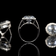 Juego en oro blanco de 18k con aguamarinas y diamantes