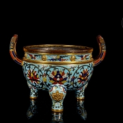 Gilded bronze incense burner with cloisonné enamel, Qing dynasty