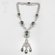 Aderezo de Fallera verde Esmeralda y plata Rodiado - 3
