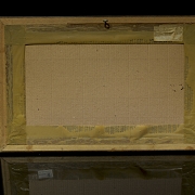 País de abanico pintado al óleo