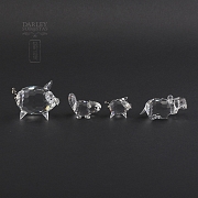 Juego de cuatro figuras en cristal de Swarovski, dos cerdos, hipopótamo y castor - 7