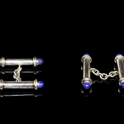 Gemelos de plata con piedras azules