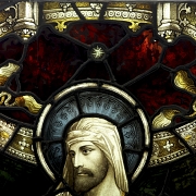 Shrigley and Hunt, leaded glass window ‘Christ with Apostles’, 19th-20th century