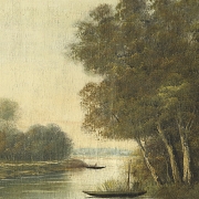 Delorme (19th-20th century) ‘Boats on the river’