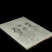 Ceramic panel ‘Encounter at the Lotus Pond’, 20th century - 5