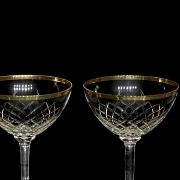 Conjunto de seis copas de licor con filo dorado, s.XX - 2