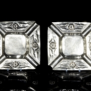Pareja de ceniceros en plata boliviana, s.XX