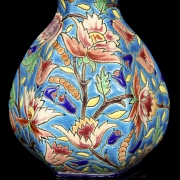 Longwy, hexagonal glazed ceramic vase, early 20th century