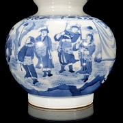 Glazed porcelain hulu vase, ‘Scenes’, marked Chongzhen