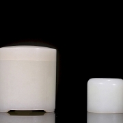 Conjunto caja y anillo de jade blanco de Hetian, dinastía Qing