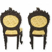 Pair of Thai carved wooden chairs, carved wood, 19th century - 3