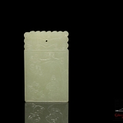 Jade plaque ‘Elder with birds’, Qing dynasty