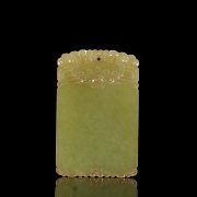 Placa de jade amarillo tallado, dinastía Qing