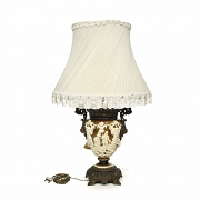 Porcelain and bronze table lamp, ‘Gallant Scenes,’ 20th century