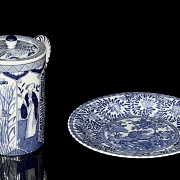 马斯特里赫特莫萨瓷器，中式瓷质茶壶及托盘，荷兰，20世纪 - 3